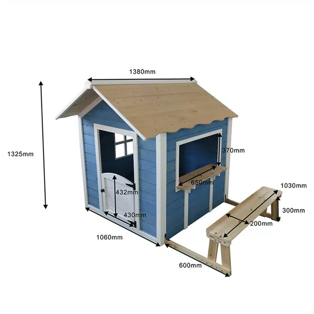 Speelhuis THE GRAND PALACE - Met speelbank - onbehandeld hout (138 x 166cm) - Afbeelding 6