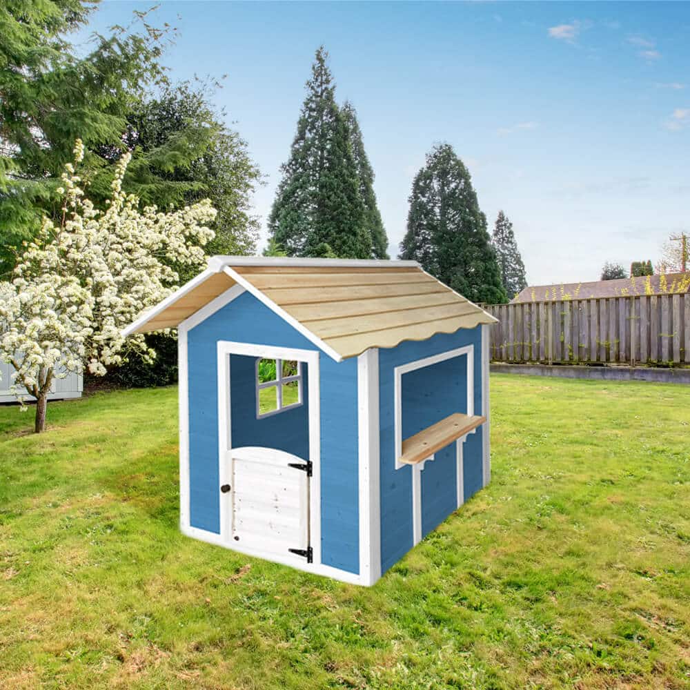 Speelhuis THE GRAND PALACE - Blauw - onbehandeld hout (138 x 106cm)