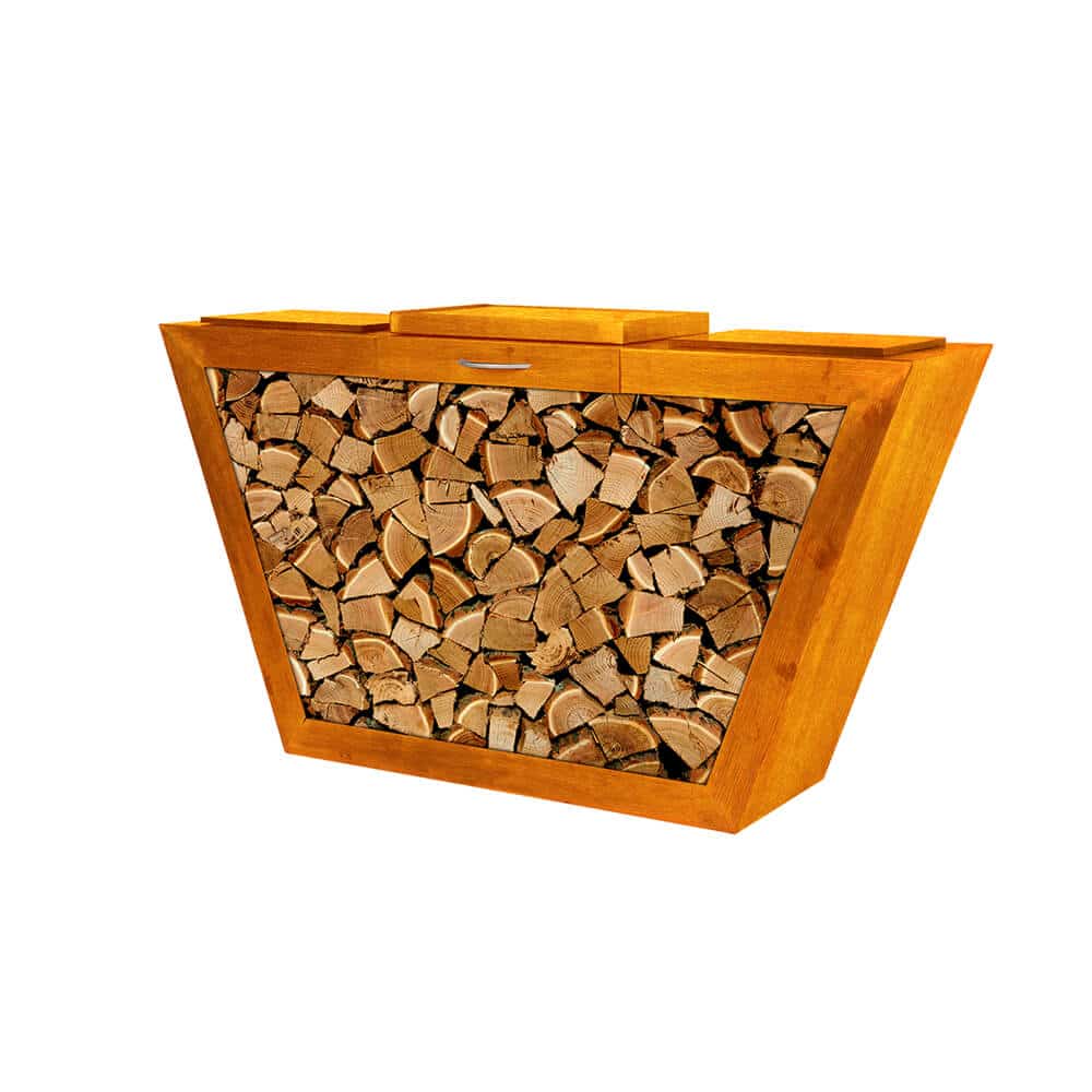 Buitenhaard met houtopslag - Robuust roest look