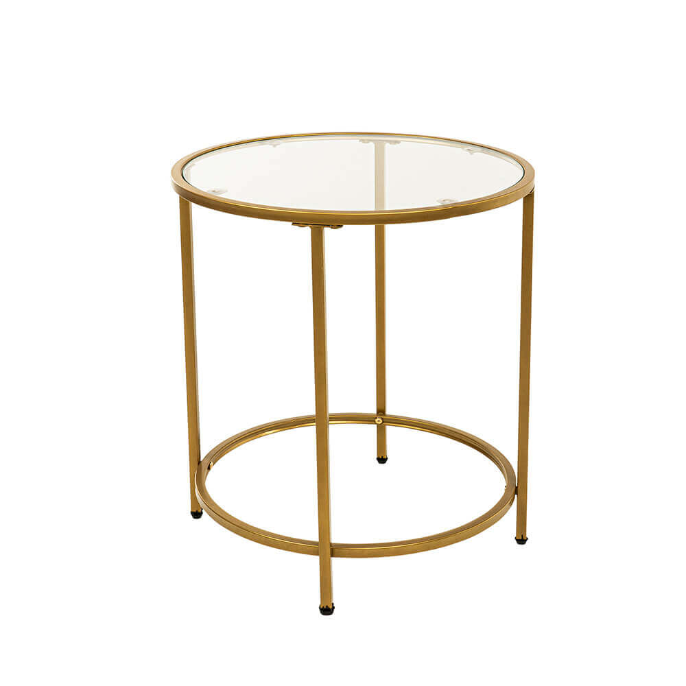 Bijzettafel MASEI - Glas met een gouden frame ( 50cm)