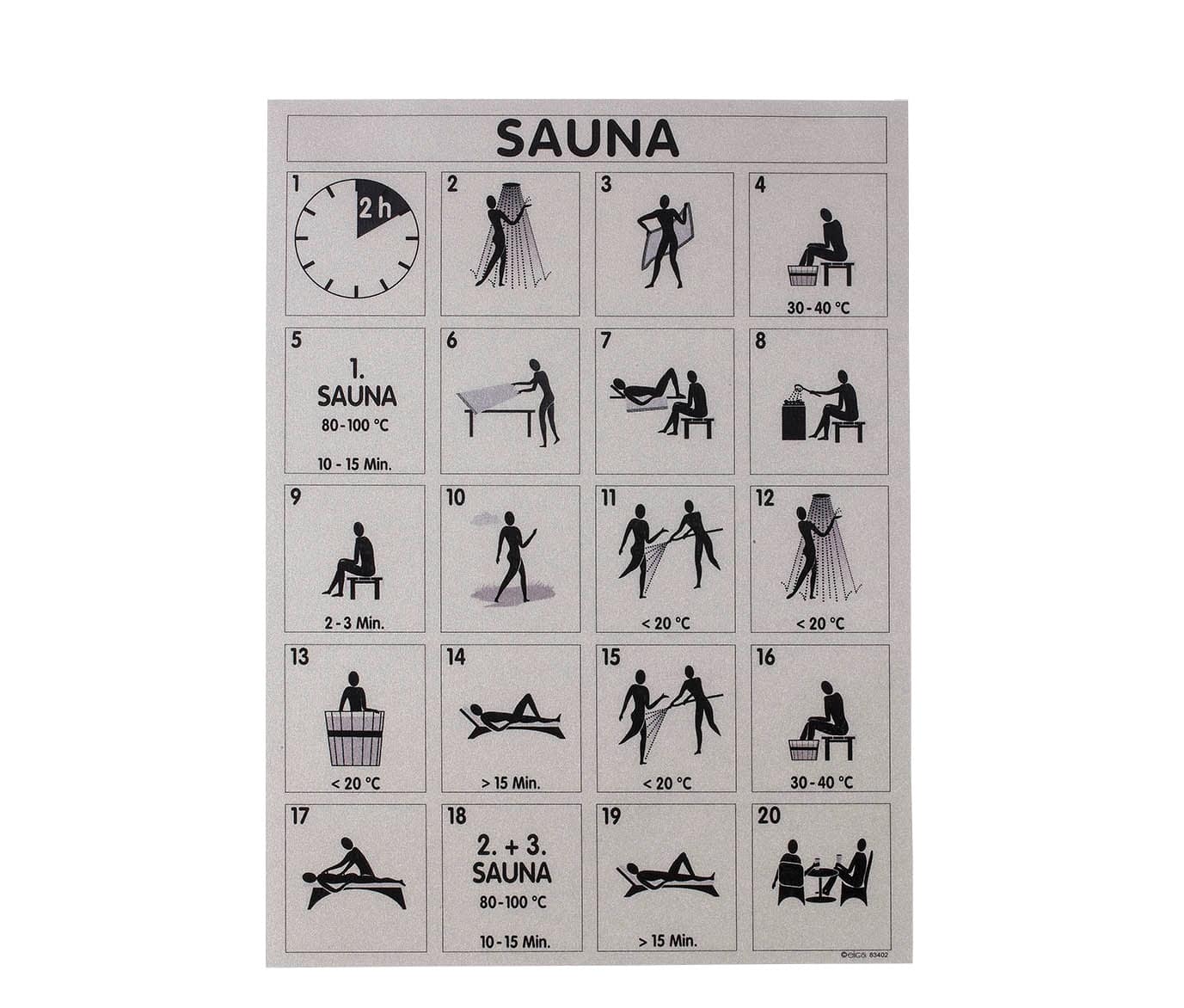 Sauna routing Geplastificeerd (gebruikskaart complete saunagang) A4