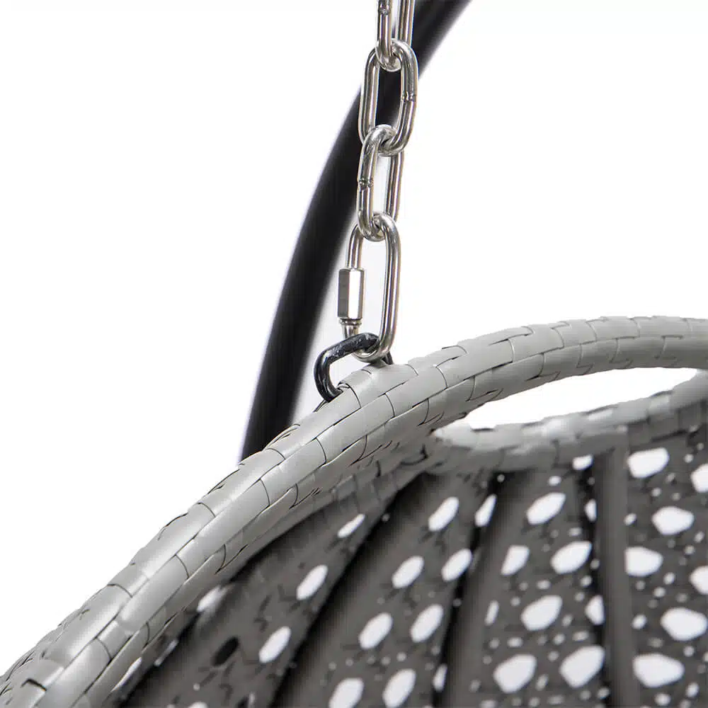 Hangstoel Polyrattan TWIN - Grijs - Met kussens - Afbeelding 9