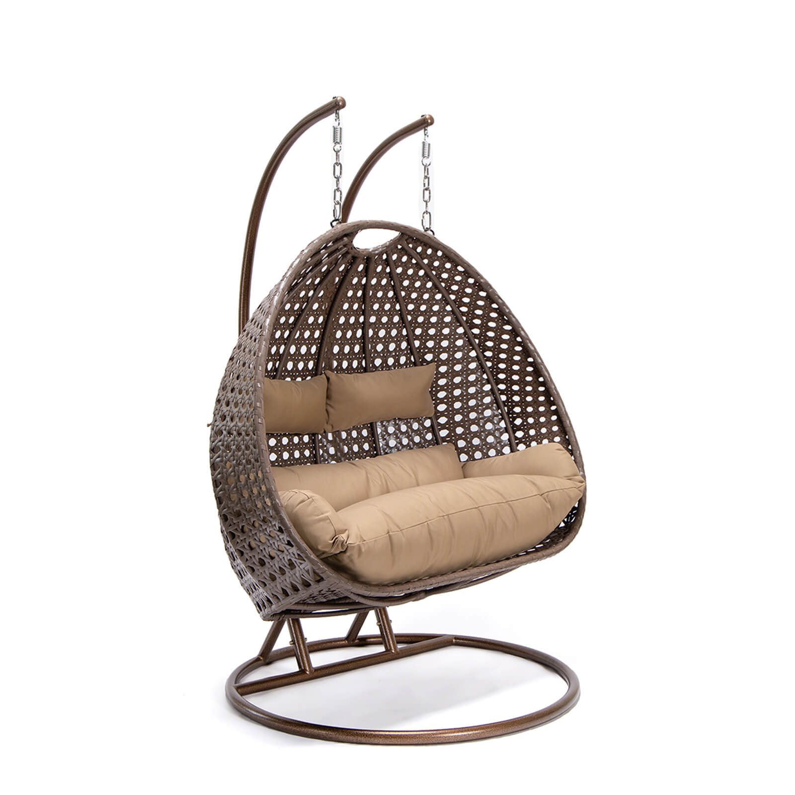 Hangstoel Polyrattan TWIN - Bruin - Met kussens