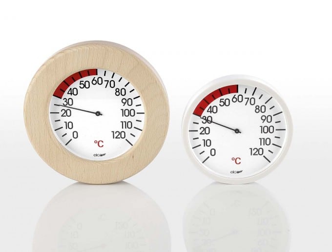 Thermometer Infrarood in houten omlijsting (Ø 15,5cm)