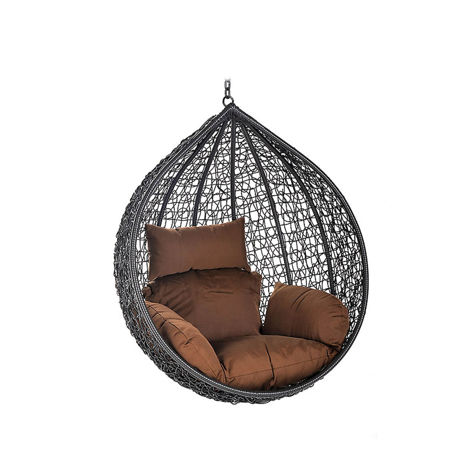 Mand hangstoel Polyrattan CIELO - Met kussens + ketting