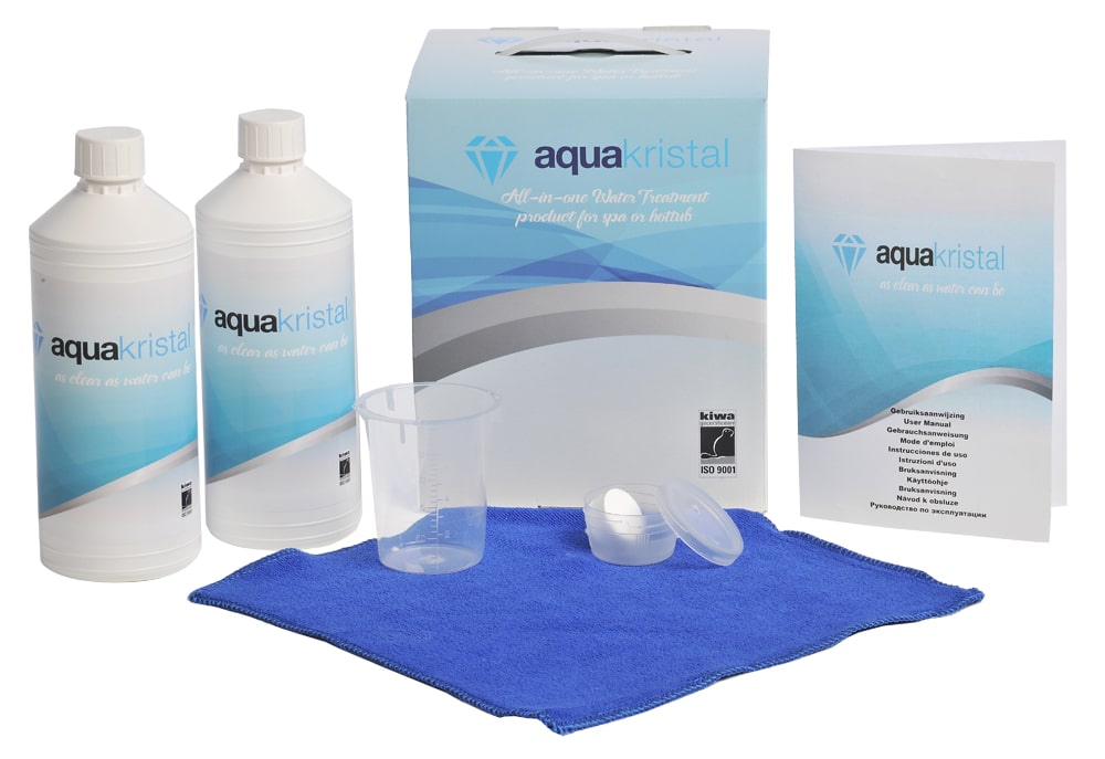 Waterbehandeling SET Hottub & Spa. Aqua Kristal All-in-one product (2x 1L). Milieuvriendelijk.