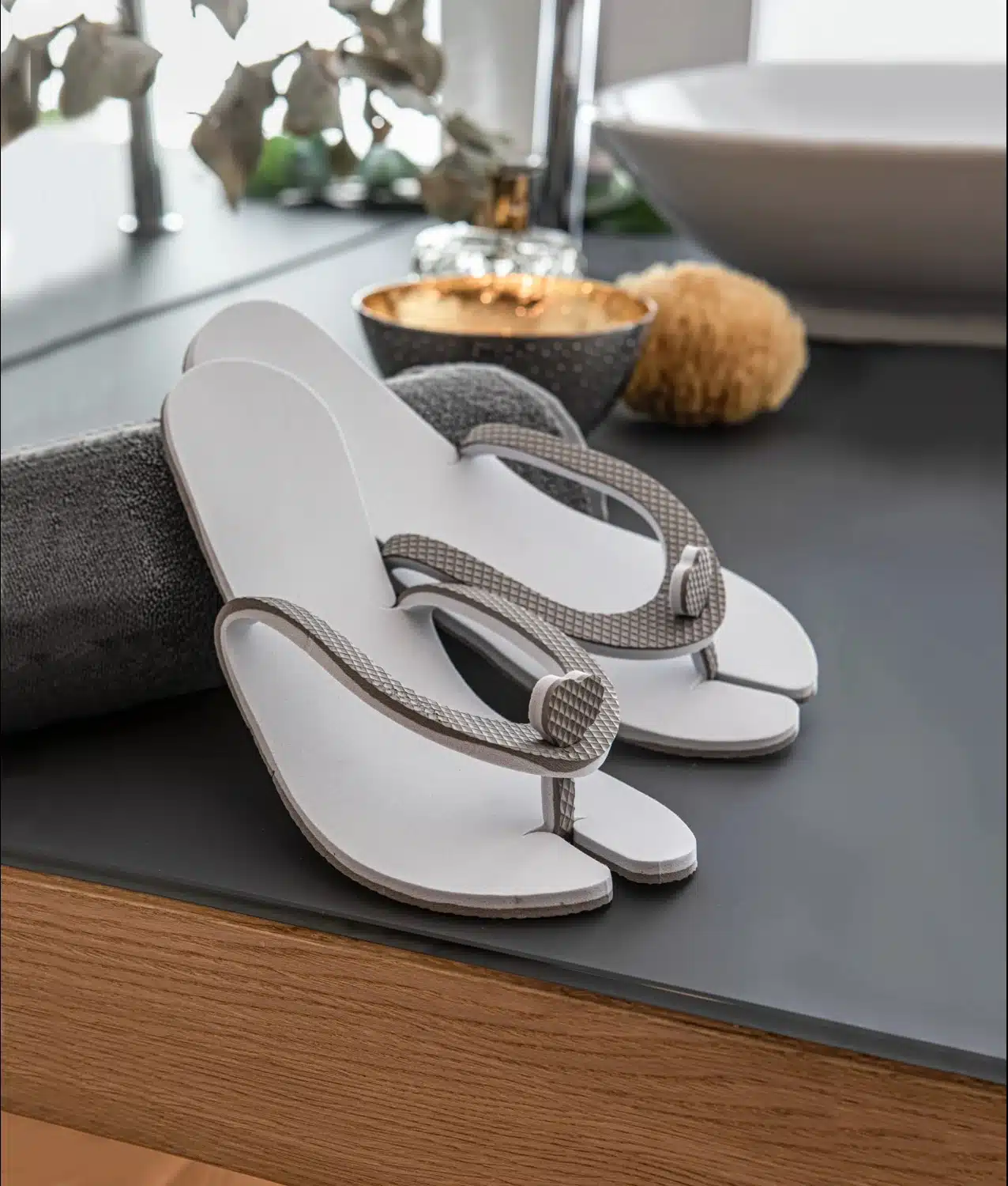 Badslippers Deluxe - Uitvouwbaar - antislipzool - Bruin/Wit - Afbeelding 2