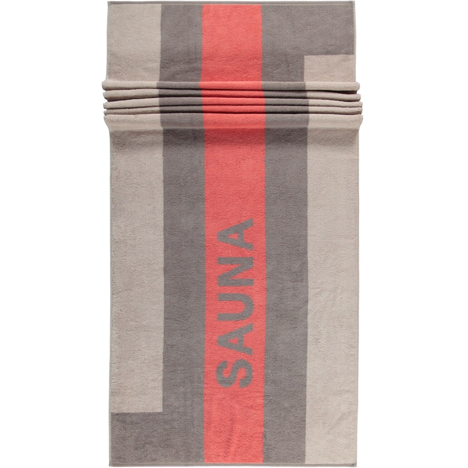 Cawo Luxe Saunahanddoek - Zand/Rood (200x80cm)