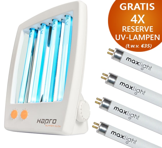 Hapro gezichtsbruiner Summer Glow HB175 - UvA en UvB - Nederlandse fabrikant - 2 jaar garantie - 4x gratis reservelampen