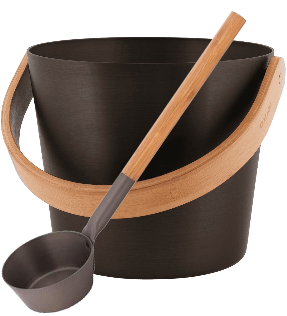 Design Sauna Emmer+Lepel met beugel - Zwart (5L)