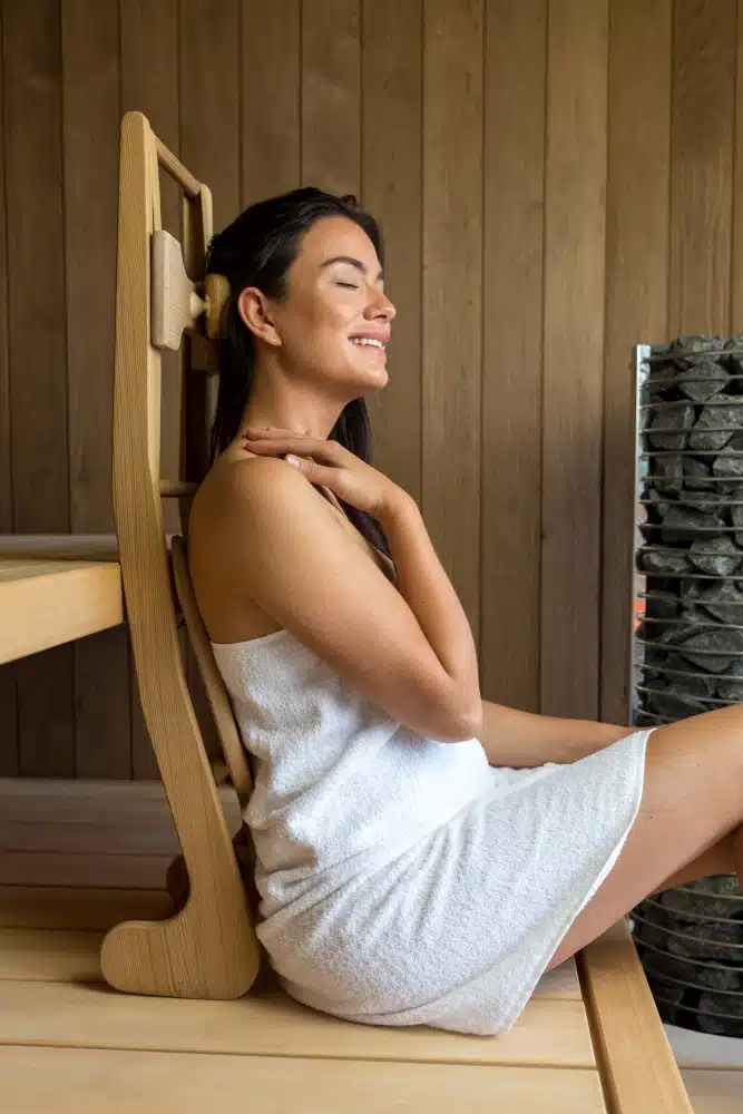 Halu Sauna Rugsteun met hoofdsteun - ergonomisch (Red Cedar) - Afbeelding 6