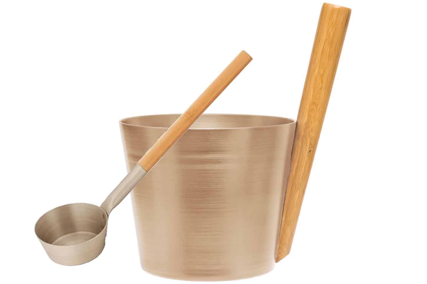 Design Sauna Emmer+Lepel met greep - Aluminium Champagne (5L)